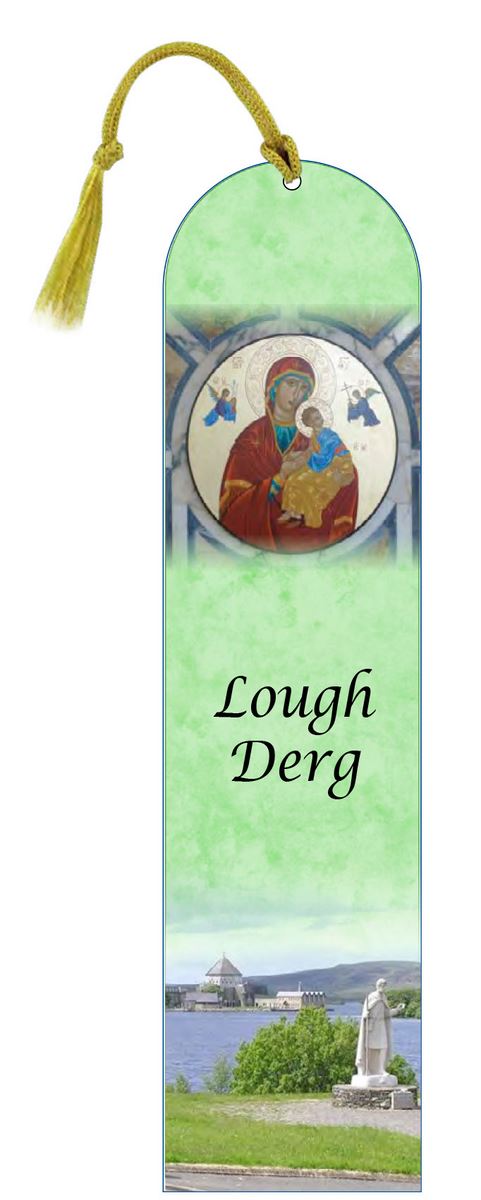 segnalibro madonna perpetuo soccorso (lough derg) a forma di cupola con preghiera in inglese - 5,5 x 22,5 cm