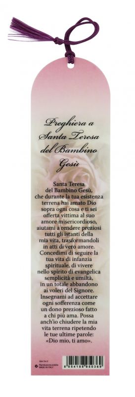 segnalibro santa teresa a forma di cupola con fiocchetto viola - 5,5 x 22,5 cm
