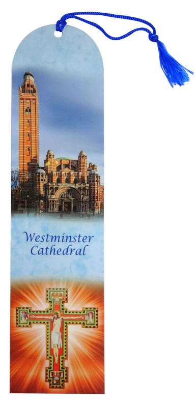 segnalibro cattedrale di westminster con fiocchetto e preghiera in inglese - 5,5 x 22,5 cm