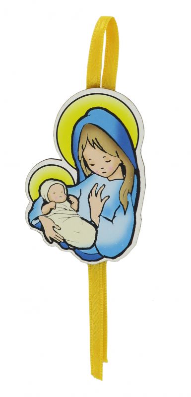 segnalibro con ave maria a forma di cupola con fiocchetto giallo - 5,5 x 22,5 cm - inglese