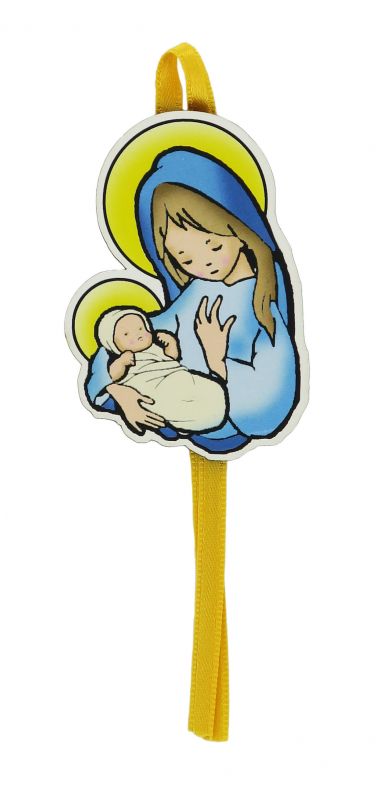 segnalibro con ave maria a forma di cupola con fiocchetto giallo - 5,5 x 22,5 cm 