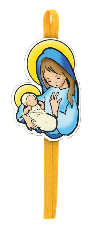 segnalibro con ave maria a forma di cupola con fiocchetto giallo - 5,5 x 22,5 cm - spagnolo