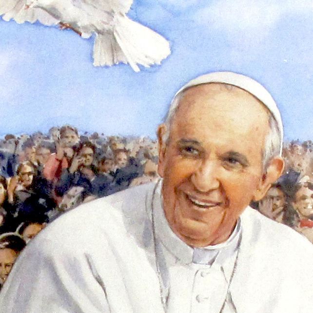 mini poster con immagine papa francesco cm 18 x 27