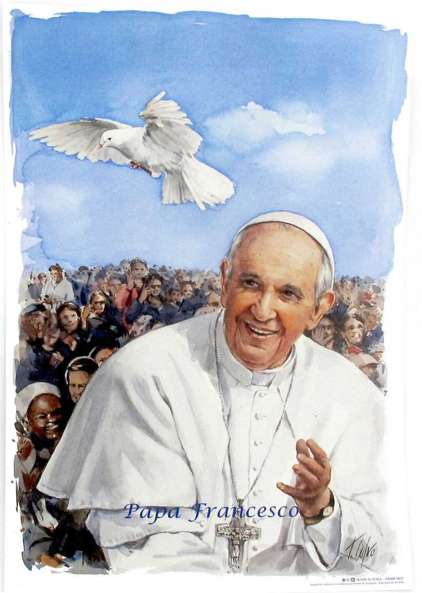 cartolina con immagine papa francesco cm 10 x 15