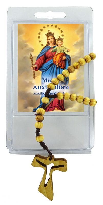 rosario ulivo con tau e preghiera alla madonna ausiliatrice in portoghese