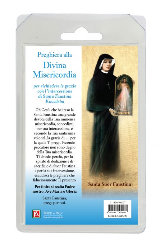rosario semicristallo  azzurro santuario della divina misericordia (roma) con preghiera in italiano