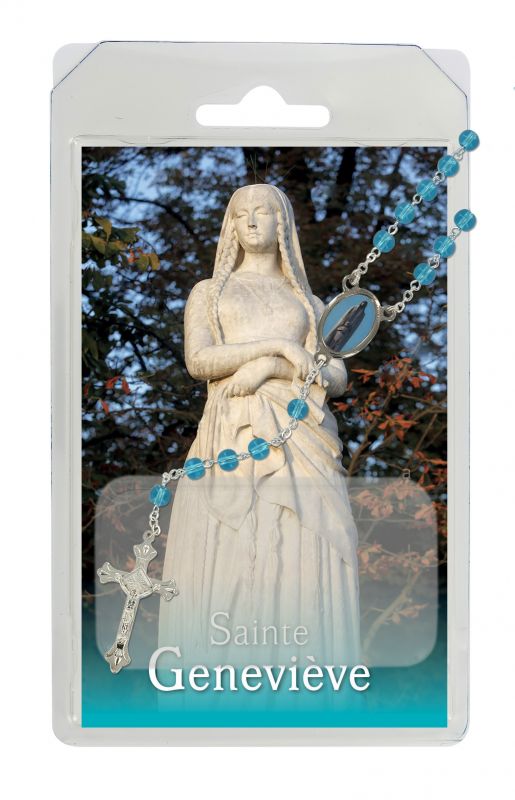 rosario semicristallo santa genoveffa con preghiera in francese