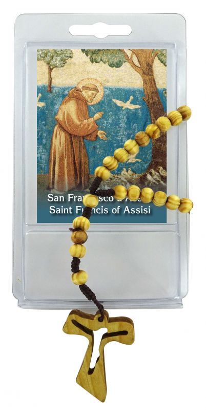 rosario ulivo con tau e preghiera semplice di san francesco d'assisi