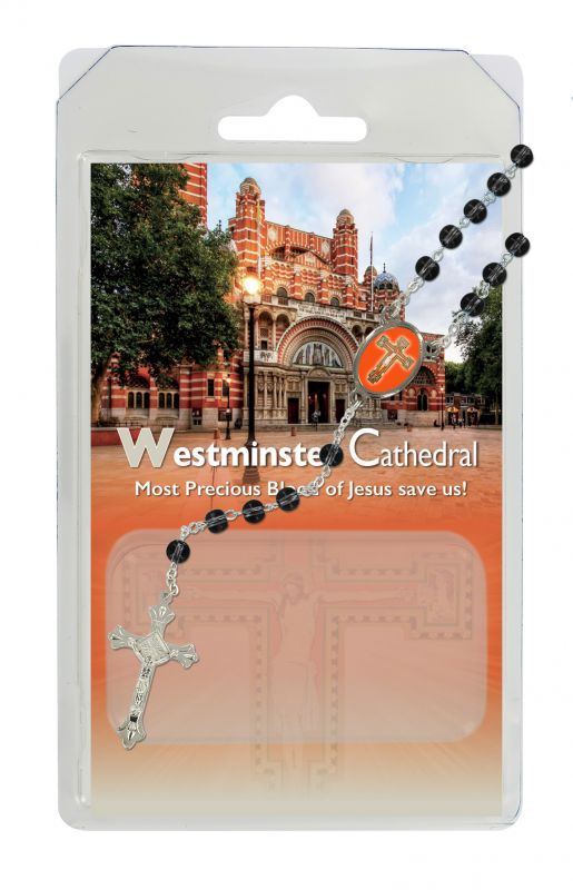 rosario semicristallo nerocattedrale di westminster con preghiera in inglese