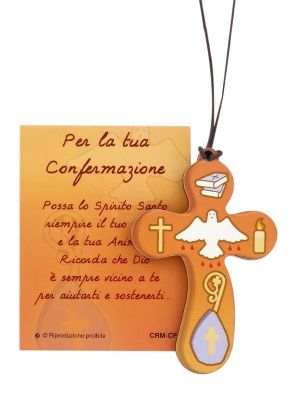 croce spirito santo con laccio e  preghiera in italiano