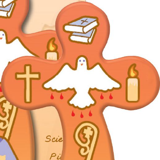 bomboniera cresima bambino/bambina: croce con preghiera in italiano (b)
