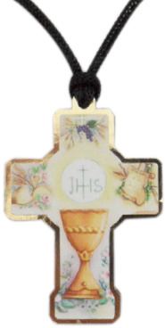 bomboniera comunione bambino/bambina: croce in legno con scatola - 5 cm