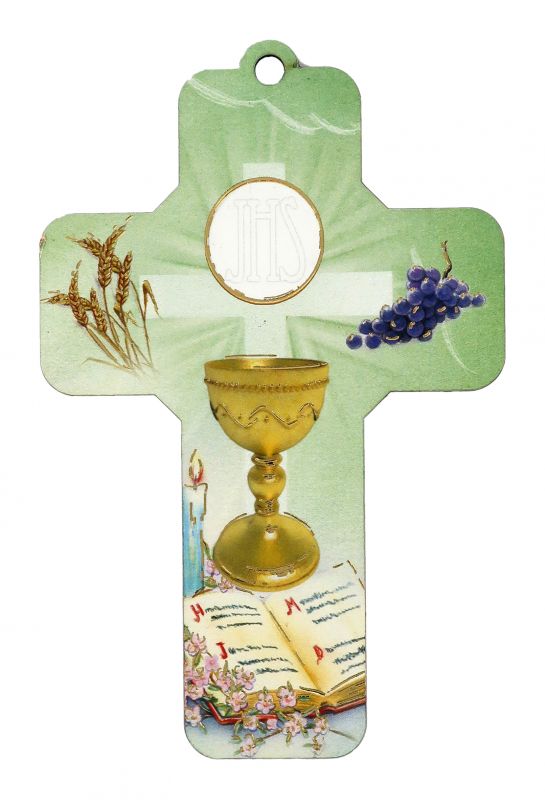 croce comunione con certificato e preghiera in italiano
