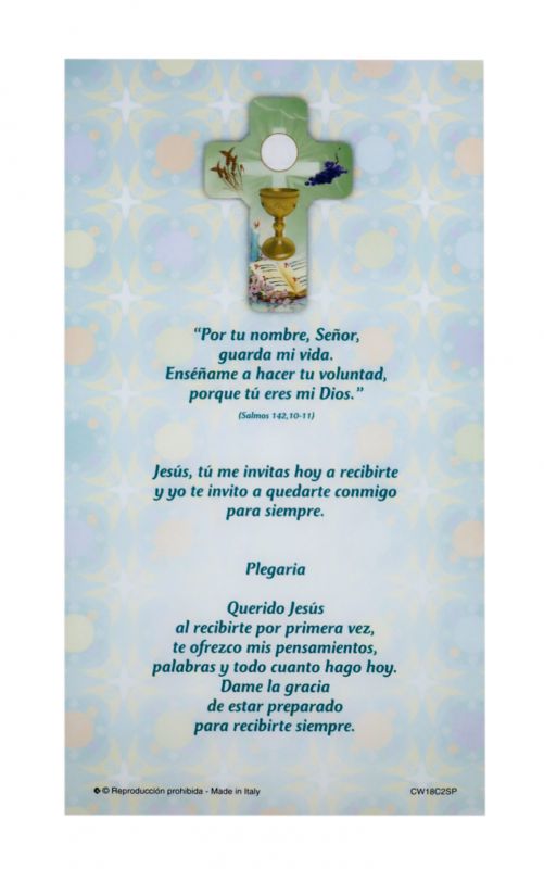 croce comunione con certificato e preghiera in spagnolo