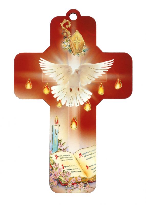 croce spirito santo con certificato e preghiera in portoghese