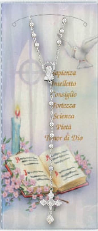ricordo della cresima con rosario e salmo in italiano