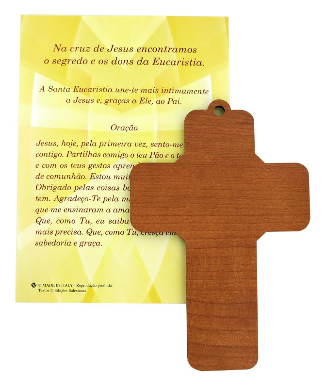 certificato prima comunione in portoghese con croce mdf