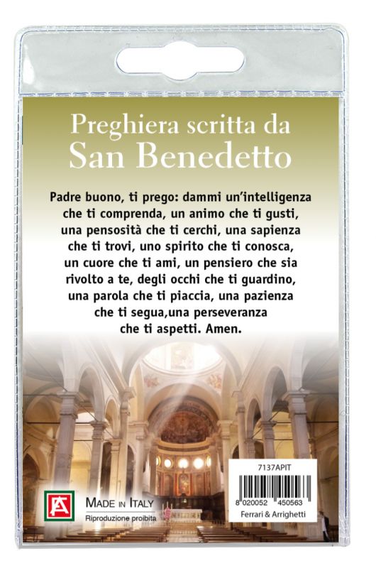 medaglia abbazia di praglia con laccio e preghiera in italiano