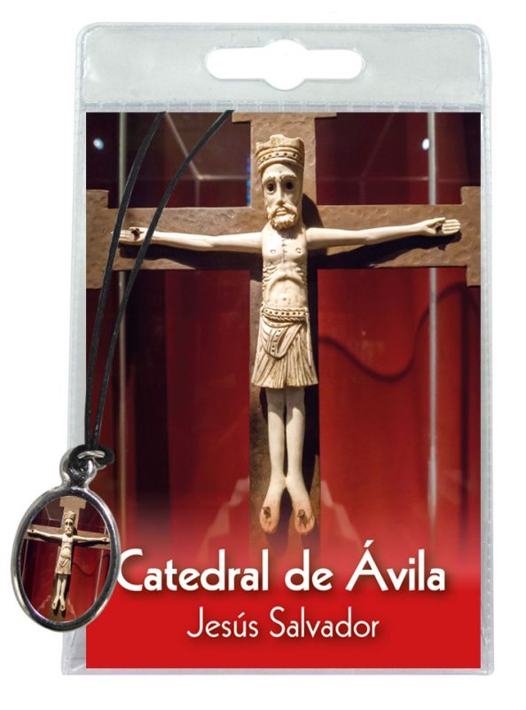 medaglia catedral de avila con laccio e preghiera in spagnolo