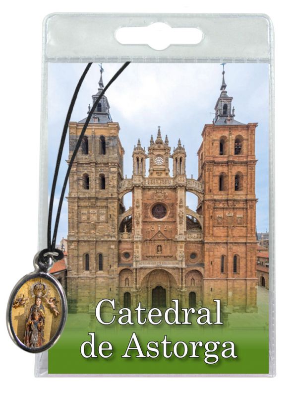 medaglia catedral de astorga con laccio e preghiera in spagnolo