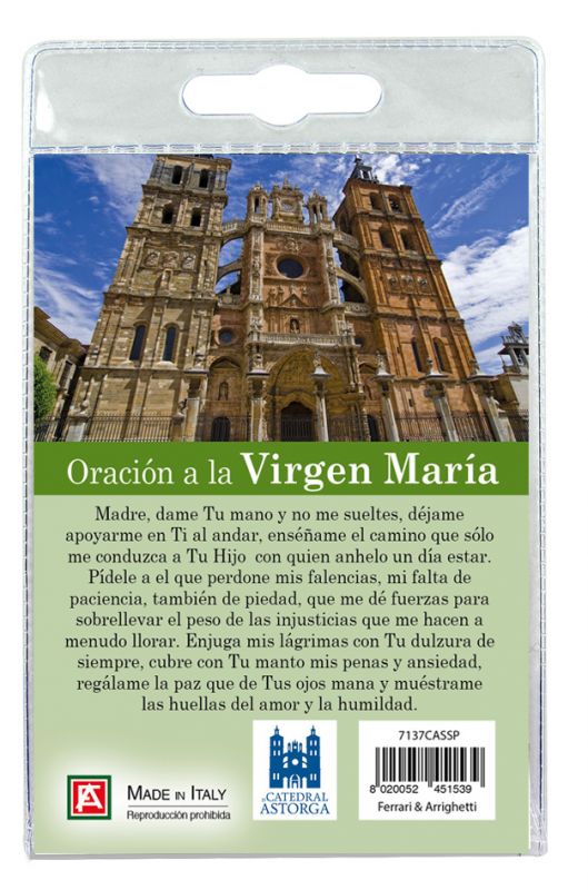 medaglia catedral de astorga con laccio e preghiera in spagnolo