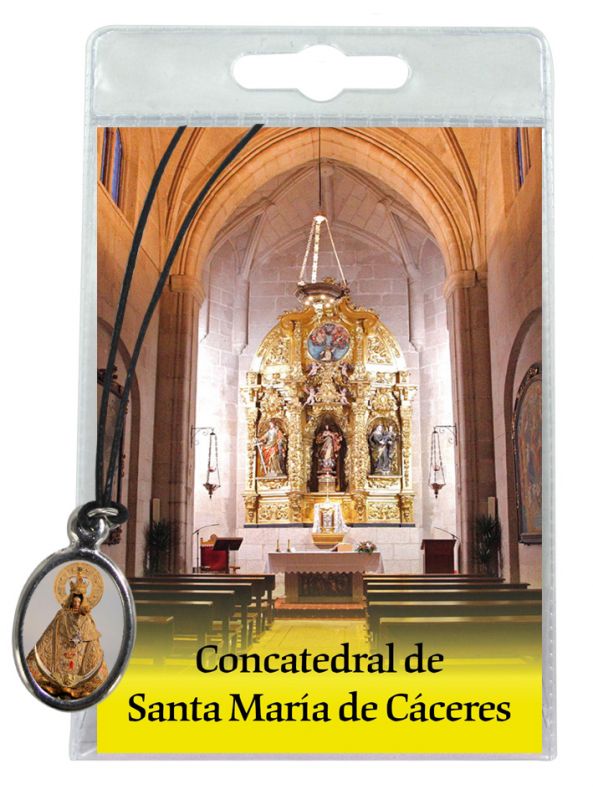 medaglia concatedral de caceres con laccio e preghiera in spagnolo