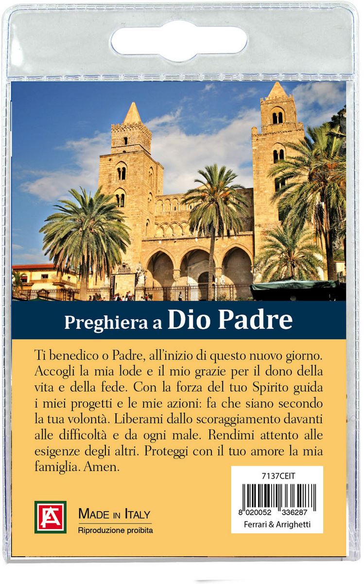 medaglia cristo pantocratore (duomo di cefalù) con laccio e con preghiera in italiano