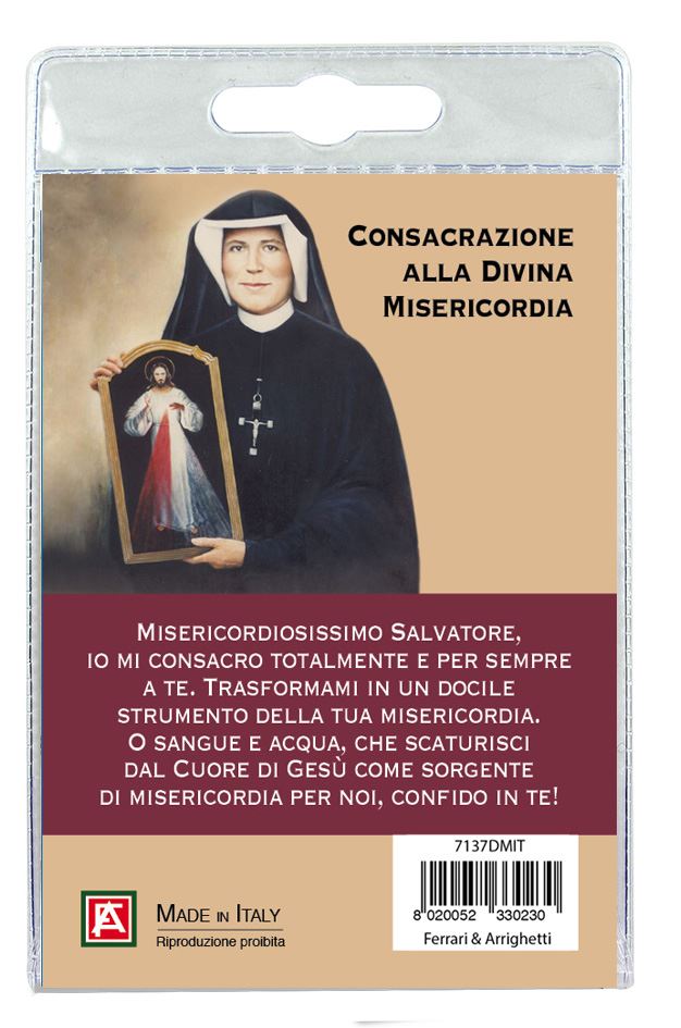 medaglia gesù misericordioso con laccio e preghiera in italiano