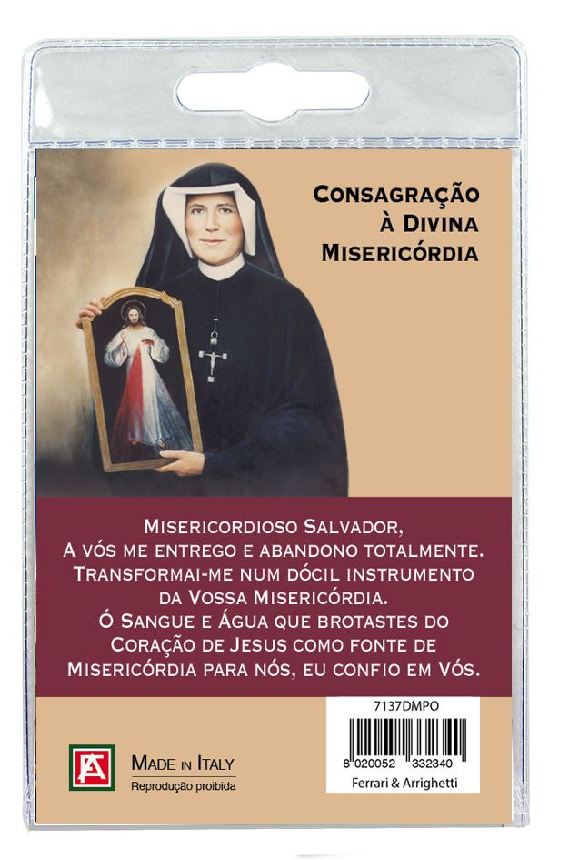 medaglia gesù misericordioso con laccio e preghiera in portoghese