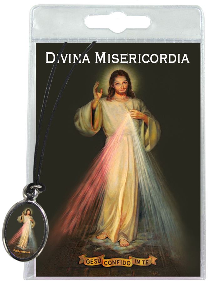 medaglia gesù misericordioso (roma) con laccio e preghiera in italiano