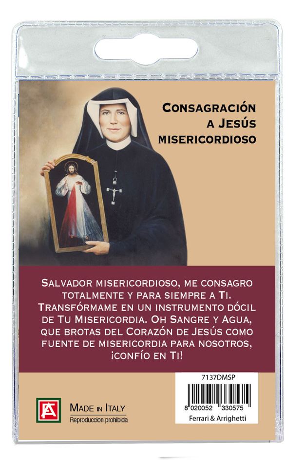 medaglia gesù misericordioso con laccio e preghiera in spagnolo