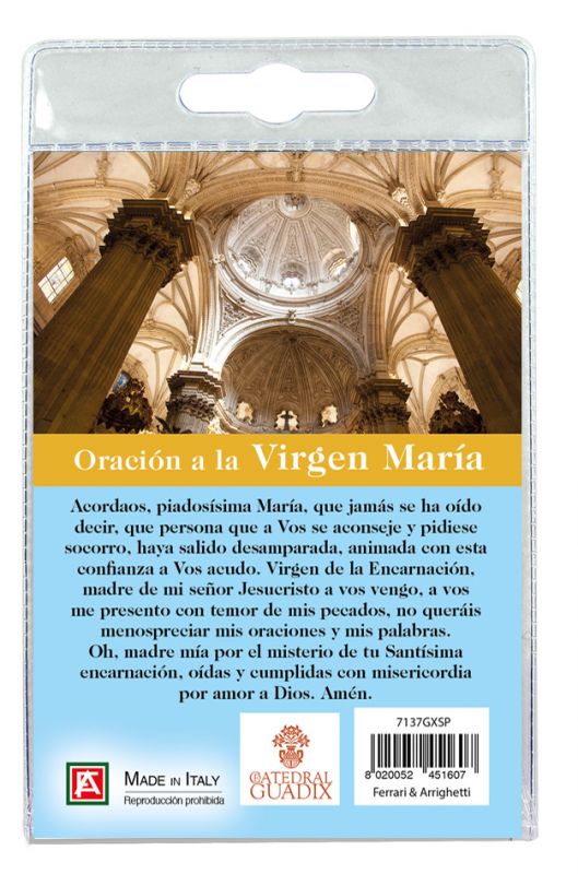 medaglia catedral de guadix con laccio e preghiera in spagnolo