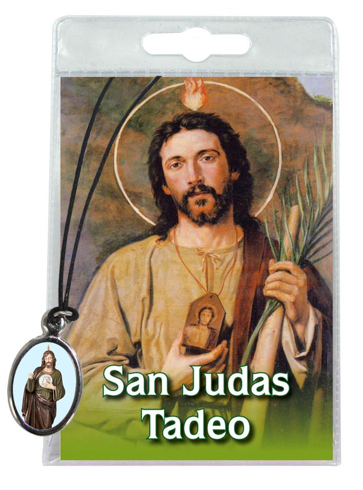 medaglia san giuda taddeo con laccio e preghiera in spagnolo