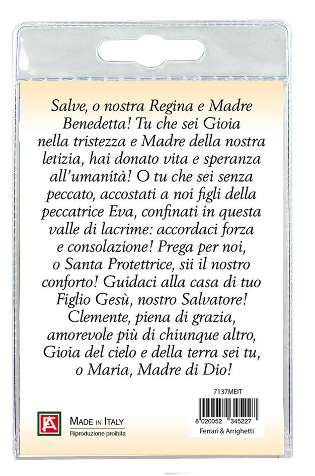 medaglia madonna di einsiedeln con laccio e preghiera in italiano
