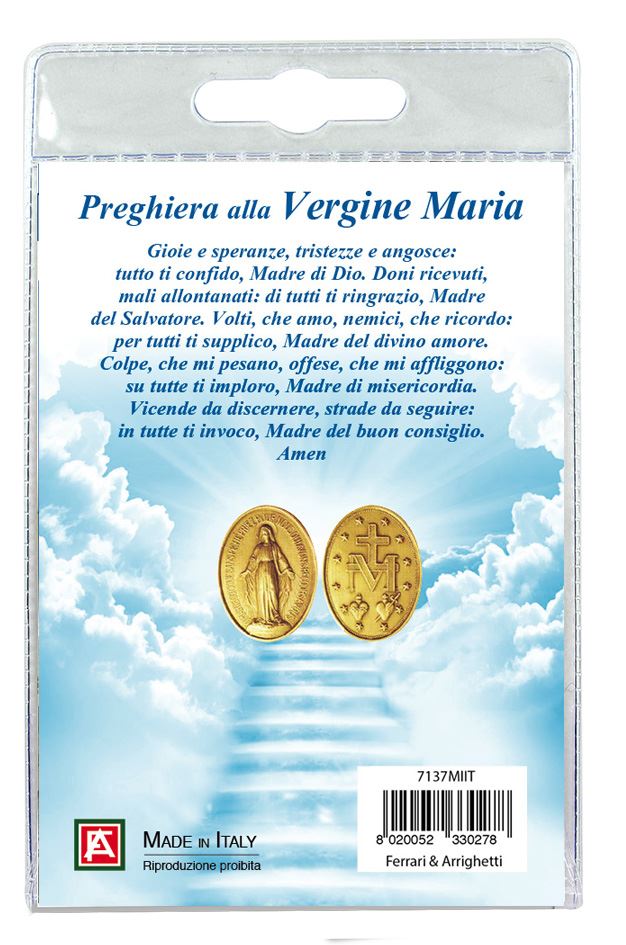 medaglia miracolosa con laccio e preghiera in italiano