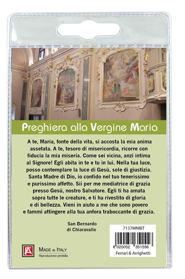 medaglia santuario santa maria nascente (bevera) con laccio e preghiera in italiano