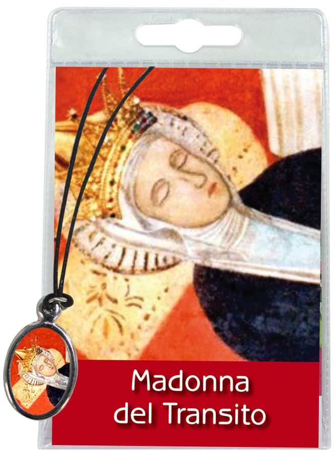 medaglia madonna del transito con laccio e preghiera in italiano