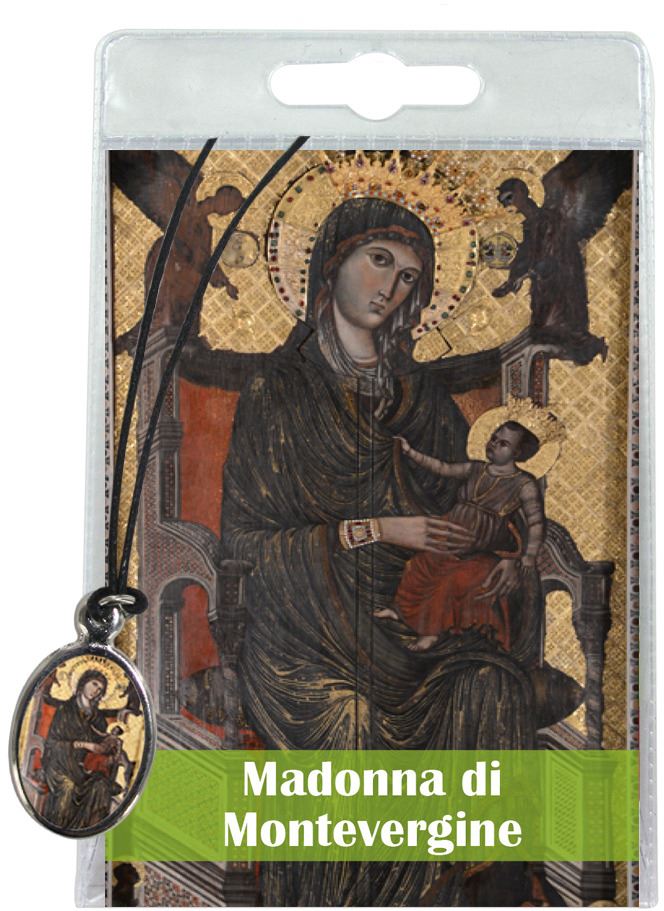 medaglia madonna di montevergine con laccio e preghiera in italiano