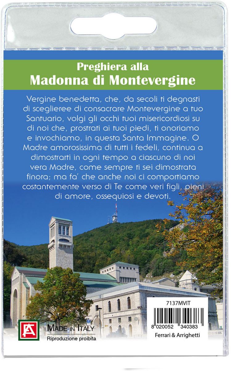 medaglia madonna di montevergine con laccio e preghiera in italiano