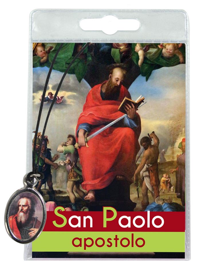 medaglia san paolo apostolo con laccio e preghiera in italiano