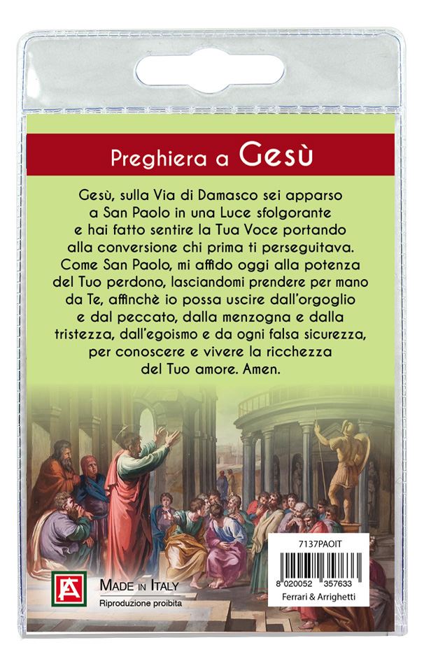 medaglia san paolo apostolo con laccio e preghiera in italiano