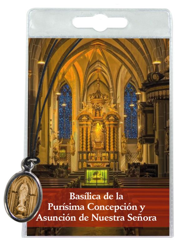 medaglia basilica de la purisima concepcion con laccio e preghiera in spagnolo
