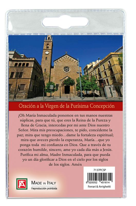 medaglia basilica de la purisima concepcion con laccio e preghiera in spagnolo