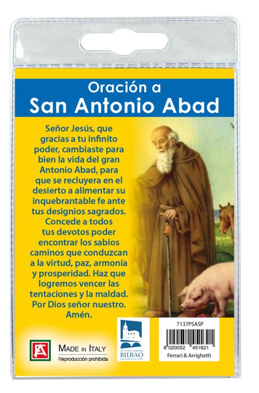 medaglia parrochia de san anton con laccio e preghiera in spagnolo