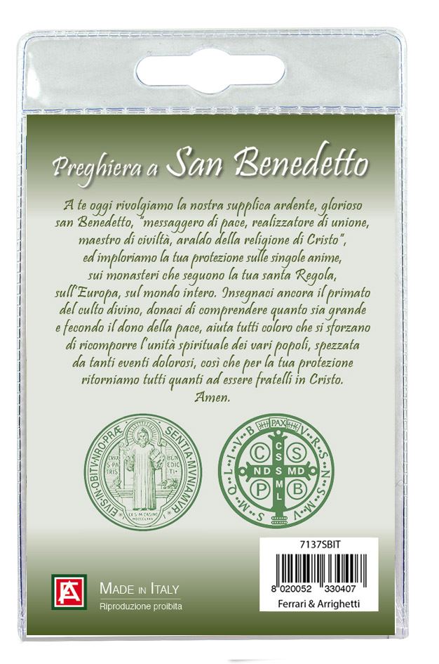 medaglia san benedetto con laccio e preghiera in italiano