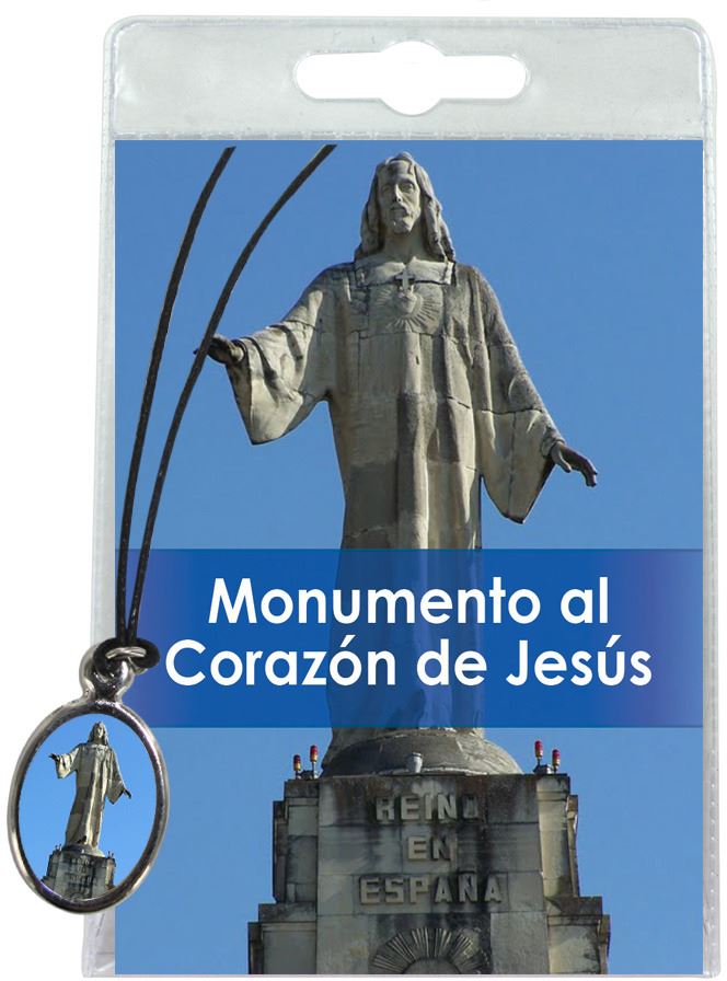 medaglia sacro cuore di gesù con laccio e preghiera in spagnolo