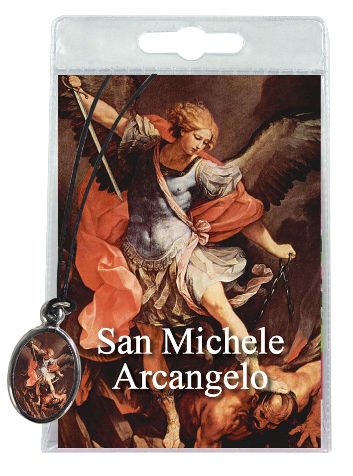 7137smait medaglia san michele con laccio, preghiera in italiano