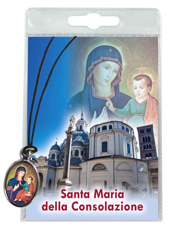 medaglia santa maria della consolazione con laccio e preghiera in italiano
