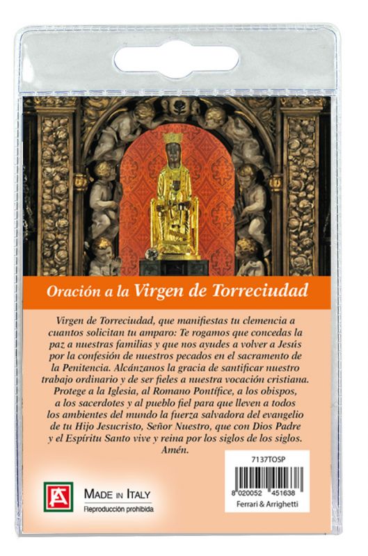 medaglia santuario de torreciudad con laccio e preghiera in spagnolo
