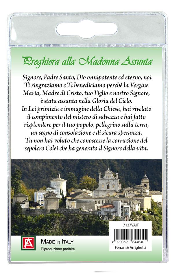 medaglia sacro monte di varallo con laccio e preghiera in italiano